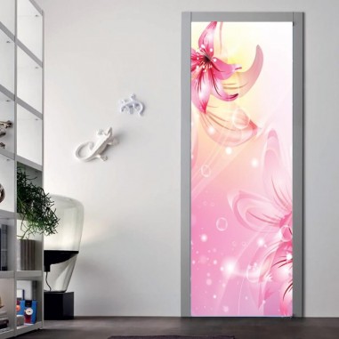 Αυτοκόλλητα πόρτας Μπουκέτο με Ροζ Λουλούδια
