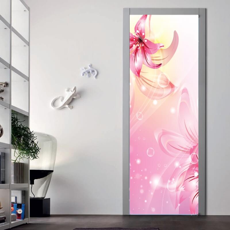 Αυτοκόλλητα πόρτας Μπουκέτο με Ροζ Λουλούδια