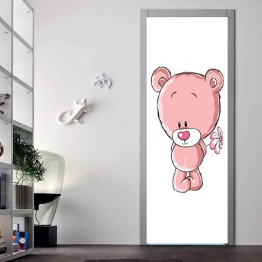 Αυτοκόλλητα πόρτας Ροζ αρκουδάκι
