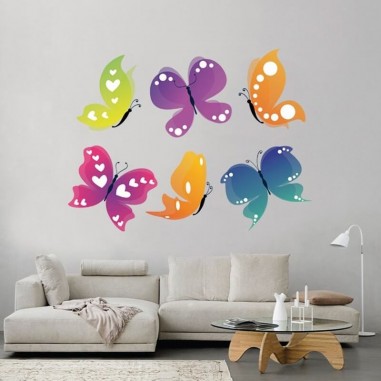 Αυτοκόλλητα τοίχου Πεταλούδες Διάφορα Χρώματα