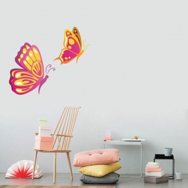 Αυτοκόλλητα τοίχου Πεταλούδες Φούξια