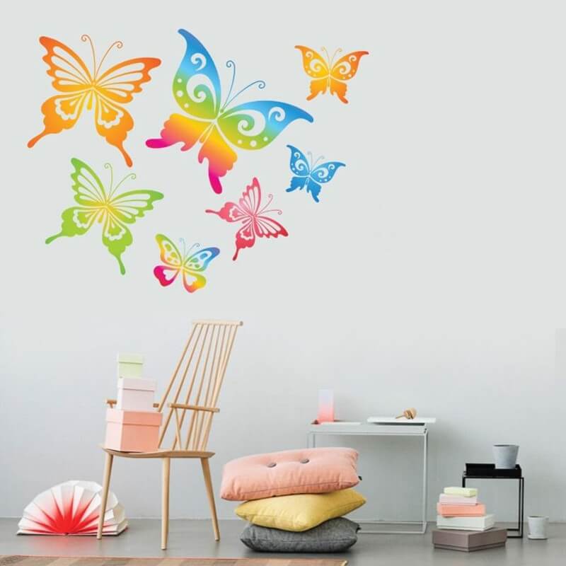 Αυτοκόλλητα τοίχου Πολύχρωμες Πεταλούδες