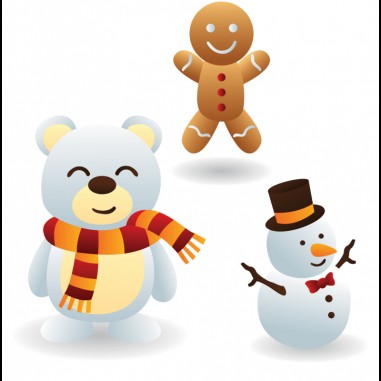 Αυτοκόλλητα τοίχου Το αρκουδάκι ο χιονάνθρωπος και το γλυκάκι