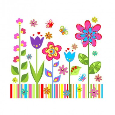 Αυτοκόλλητο με χρωματιστά λουλούδια