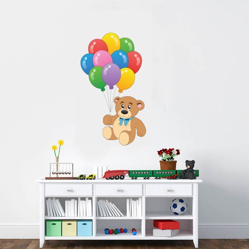 Αυτοκόλλητο τοίχου Αρκουδάκι με μπαλόνια