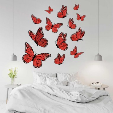 Αυτοκόλλητο τοίχου Κόκκινες πεταλούδες