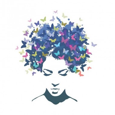 Αυτοκόλλητο τοίχου κορίτσι με πεταλούδες