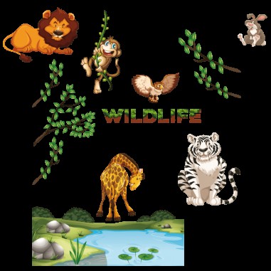 Αυτοκόλλητο τοίχου με Ζώα της Ζούγκλας