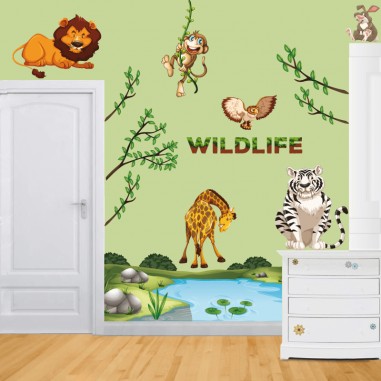 Αυτοκόλλητο τοίχου με Ζώα της Ζούγκλας