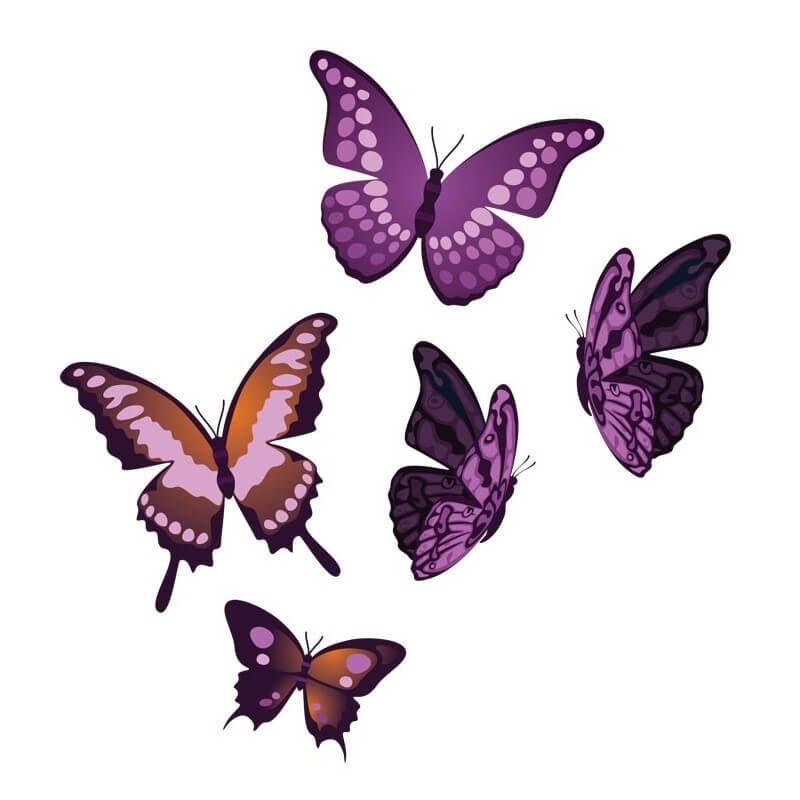 Αυτοκόλλητο τοίχου μωβ πεταλούδες 2