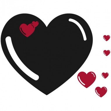 Αυτοκόλλητος Μαυροπίνακας με Μεγάλη καρδιά με μικρότερες καρδούλες