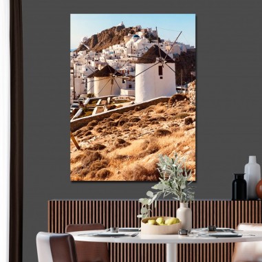 Πίνακας σε καμβα Μυκονος ανεμομυλοι