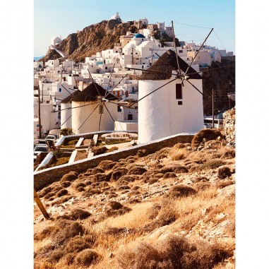 Πίνακας σε καμβα Μυκονος ανεμομυλοι