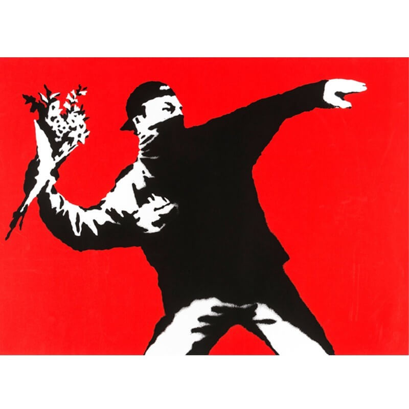 Πίνακας σε καμβά Banksy - Flower Bomber