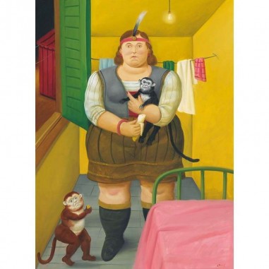 Πίνακας σε καμβά Botero - Circus girl in her trailer