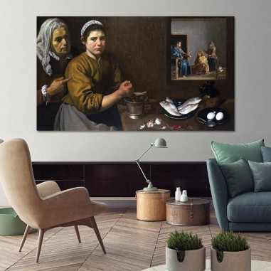 Πίνακας σε καμβά Diego Velázquez - Fixed size image thumbnail Christ in the House of Martha and Mary