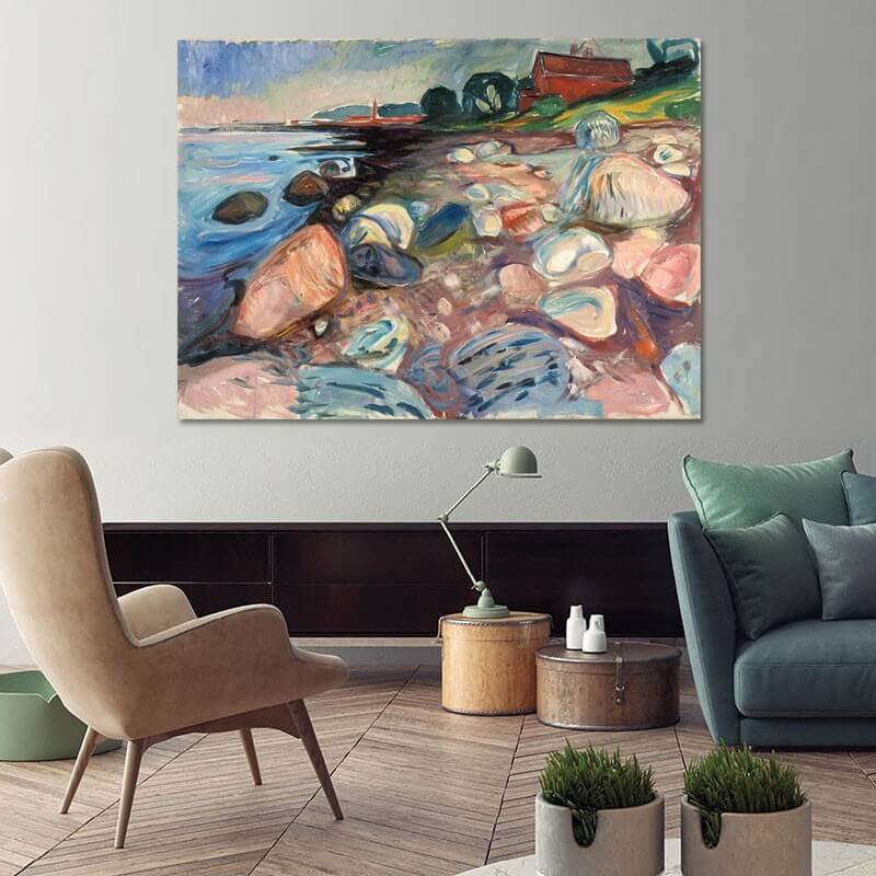 Πίνακας σε καμβά Edvard Munch - Shore with Red House