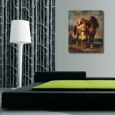 Πίνακας σε καμβά Eugene Delacroix - Moroccan Saddles His Horse - 1855