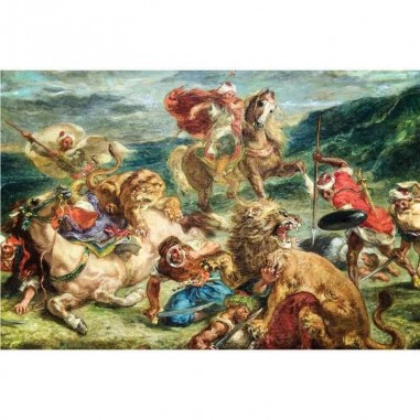 Πίνακας σε καμβά Eugène Delacroix - Lion Hunt - 1860