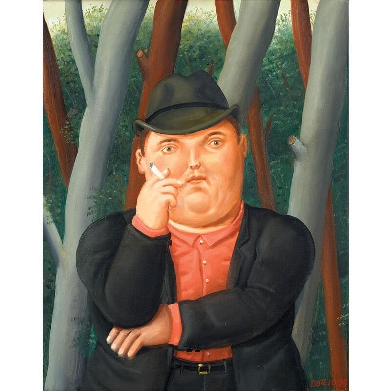 Πίνακας σε καμβά Fernando Botero - Man smoking