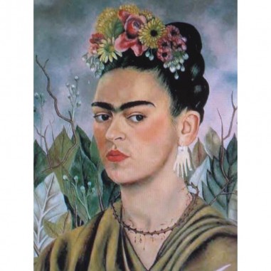 Πίνακας σε καμβά Frida Kahlo - Frida with flowered headdress