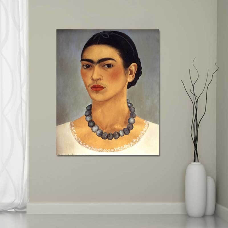 Πίνακας σε καμβά Frida Kahlo - Selfportrait with Necklace