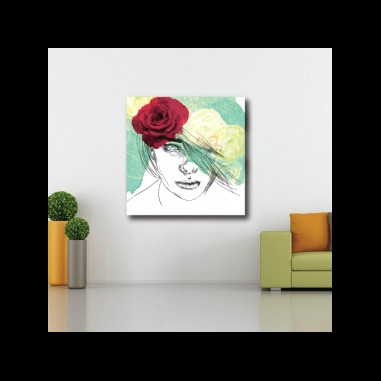 Πίνακας σε καμβά Γυναίκα με λουλούδια