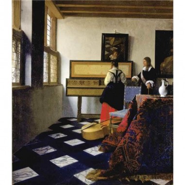 Πίνακας σε καμβά Johannes Vermeer - The Music Lesson - 1662