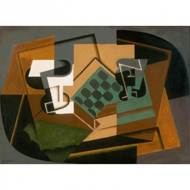 Πίνακας σε καμβά Juan Gris Chessboard Glass and Dish