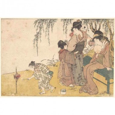 Πίνακας σε καμβά Kitagawa Utamaro - A Child Lighting Fireworks (1801)