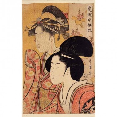 Πίνακας σε καμβά Kitagawa Utamaro - Two Beauties with Bamboo(1800)