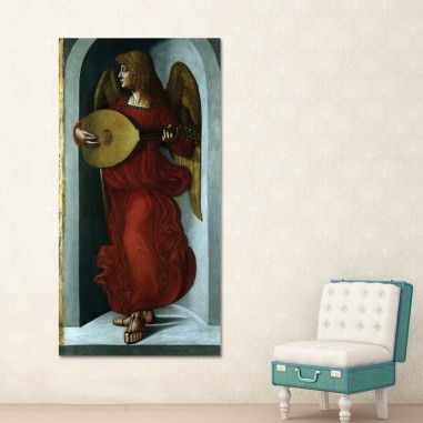 Πίνακας σε καμβά Leonardo da Vinci - Angel in red with a Lute