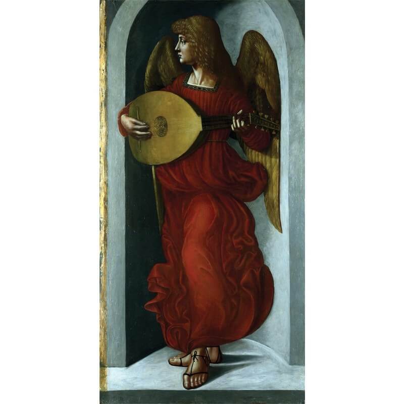 Πίνακας σε καμβά Leonardo da Vinci - Angel in red with a Lute
