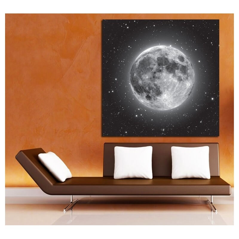 Πίνακας σε καμβά με ασπρόμαυρη σελήνη