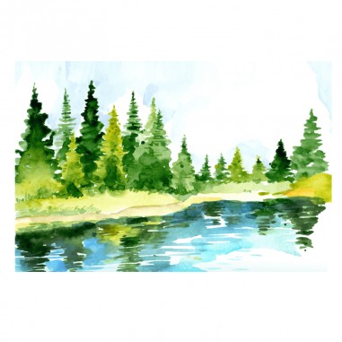 Πίνακας σε καμβά με Δάσος με λίμνη