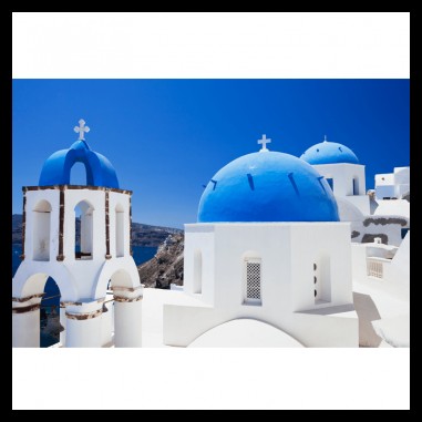 Πίνακας σε καμβά με εκκλησία στη Σαντορίνη