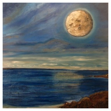 Πίνακας σε καμβά με φεγγάρι πάνω απο τη θάλασσα