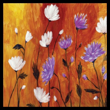 Πίνακας σε καμβά με μωβ λουλούδια