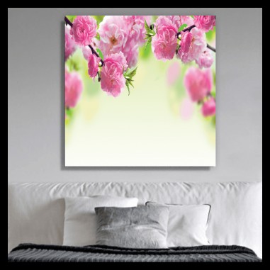 Πίνακας σε καμβά με ροζ λουλούδια