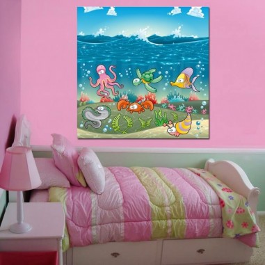 Πίνακας σε καμβά  με τα ζώα της θάλασσας
