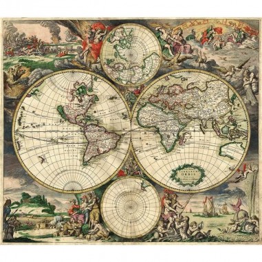 Πίνακας σε καμβά Παγκόσμιος Χάρτης του 1689