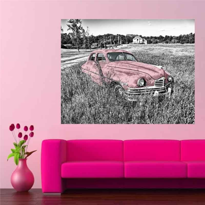 Πίνακας σε καμβά Παλιό ροζ αυτοκίνητο