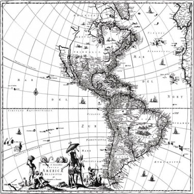 Πίνακας σε καμβά Παλιός Χάρτης της Αμερικής