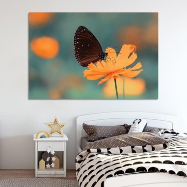 Πίνακας σε καμβά Πεταλούδα σε Λουλούδι