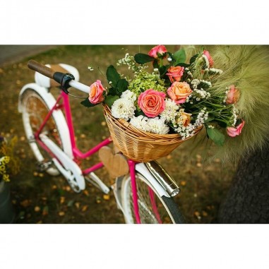 Πίνακας σε καμβά Ποδήλατο με Λουλούδια