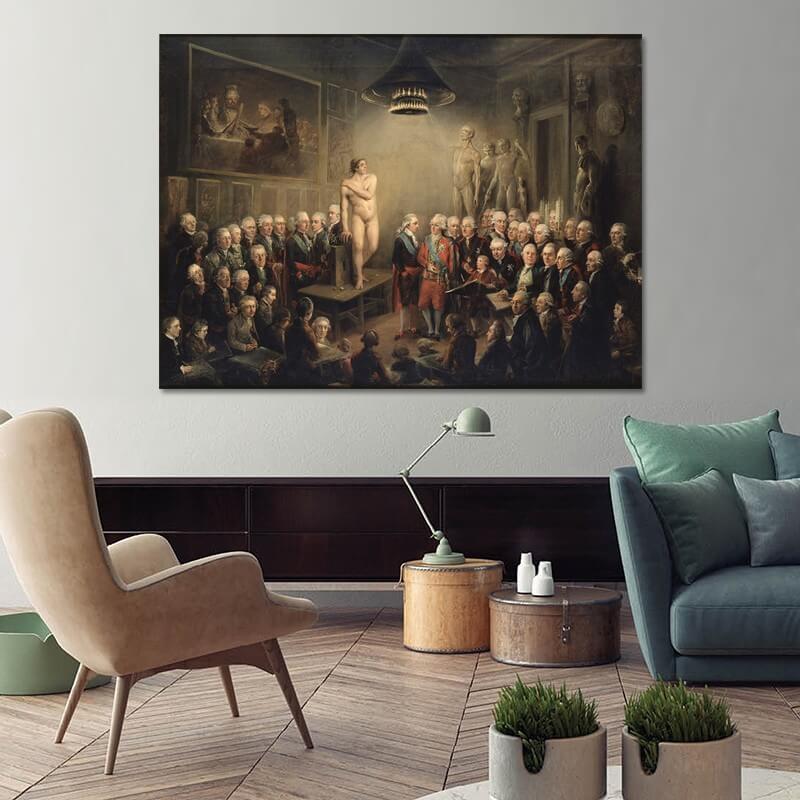 Πίνακας σε καμβά Rembrandt - Gustav IIIS visit to the Royal Academy of Arts