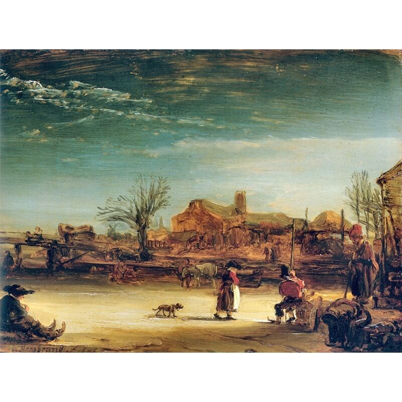 Πίνακας σε καμβά Rembrandt - Paisaje de invierno