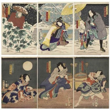 Πίνακας σε καμβά Utagawa Kunisada - The Triptich