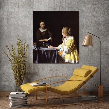 Πίνακας σε καμβά Vermeer - Lady Maidservant Holding Letter