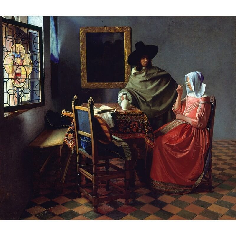 Πίνακας σε καμβά Vermeer - The Glass of Wine